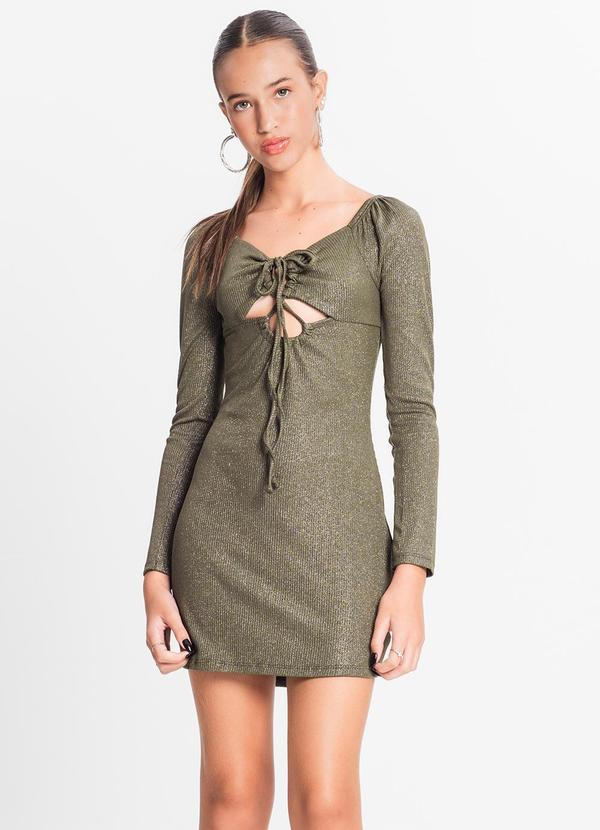 Vestido Juvenil em Ribana Canelada Lurex Verde