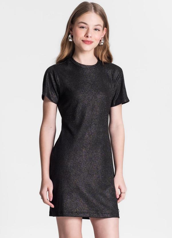 Vestido Juvenil em Ribana Canelada Preto
