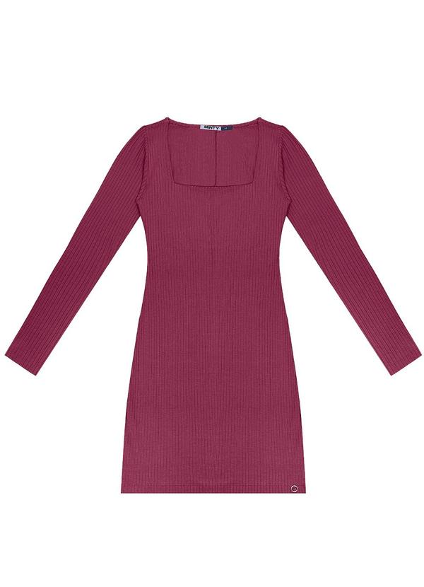 Vestido Juvenil Manga Longa em Ribana Vermelho
