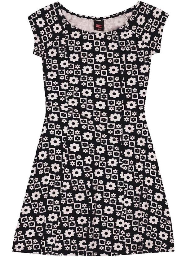 Vestido Manga Curta Menina Preto