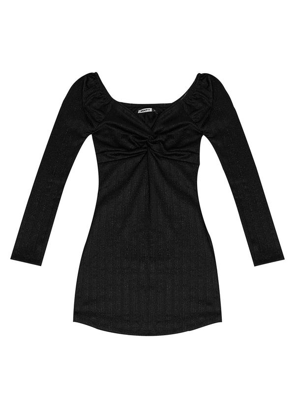 Vestido Manga Longa Juvenil Preto