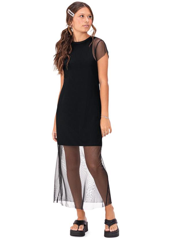 Vestido Tule Teen Menina Preto