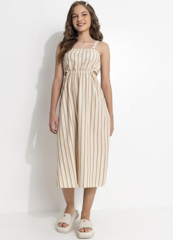 Vestido Listrado Florence Bege