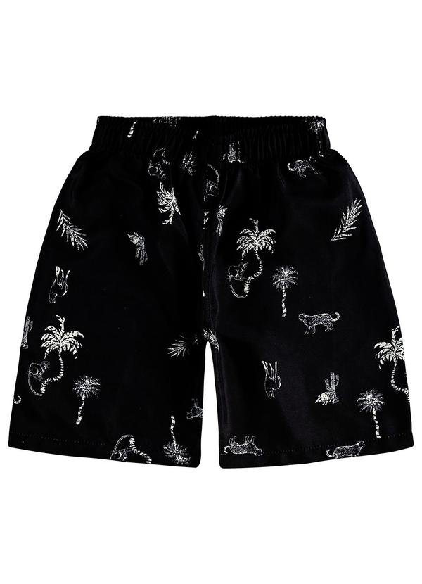 Vista 2 Bermuda Animal em Microfibra Preto Malwee Kids Malwee Kids