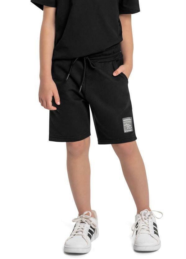Bermuda Básica Infantil Moletom Preto