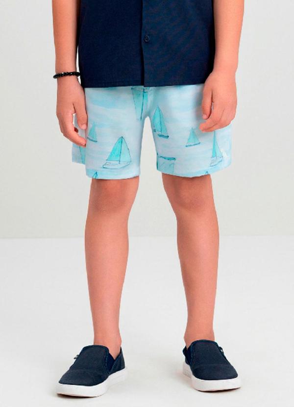 Bermuda Boxer Infantil em Microfibra Quimby Azul