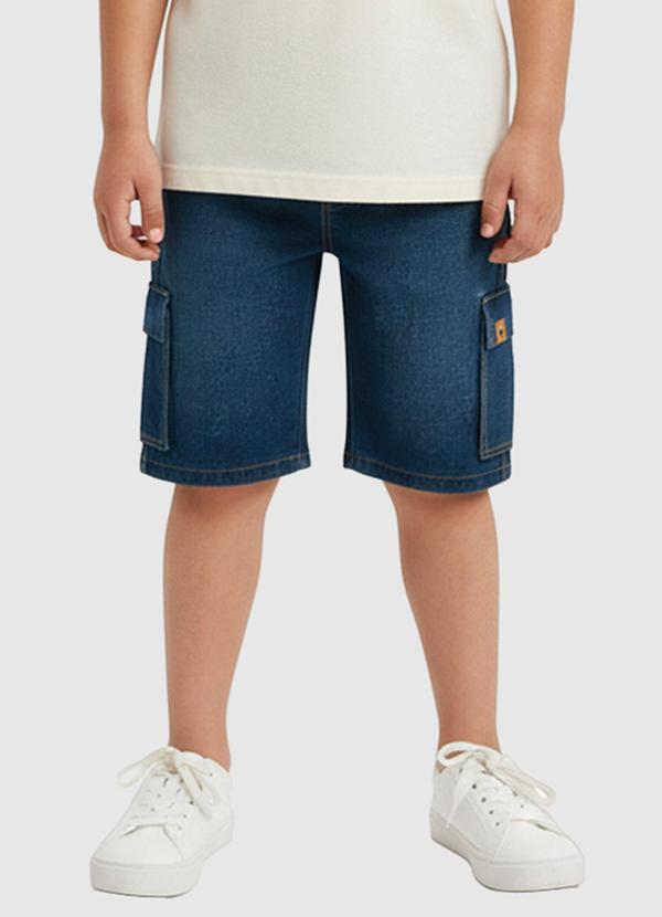Bermuda Cargo Jeans Azul Escuro
