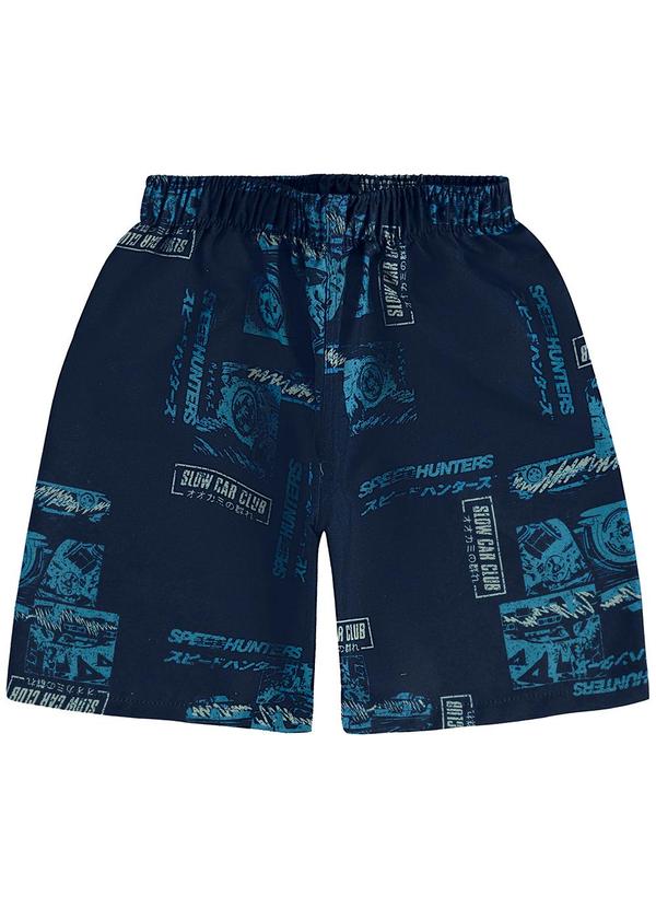 Vista 2 Bermuda Carros em Microfibra Azul Marinho Malwee Kids Malwee Kids