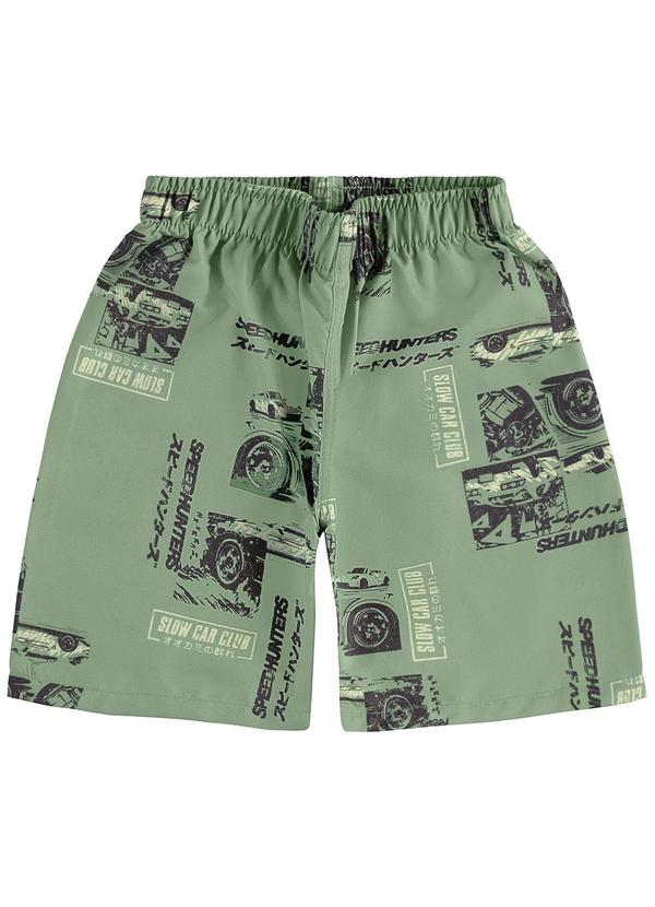 Vista 2 Bermuda Carros em Microfibra Verde Malwee Kids Malwee Kids