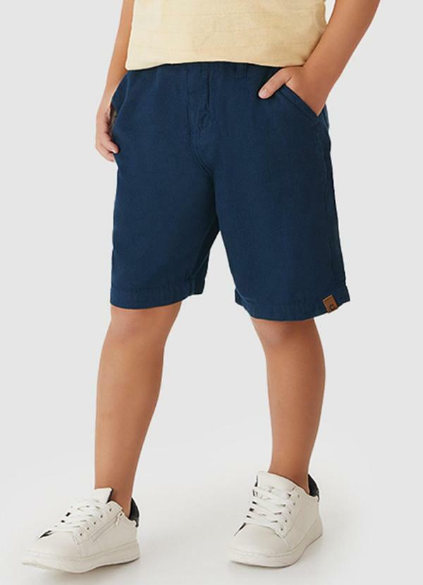 Bermuda Chino em Sarja Menino Azul Marinho