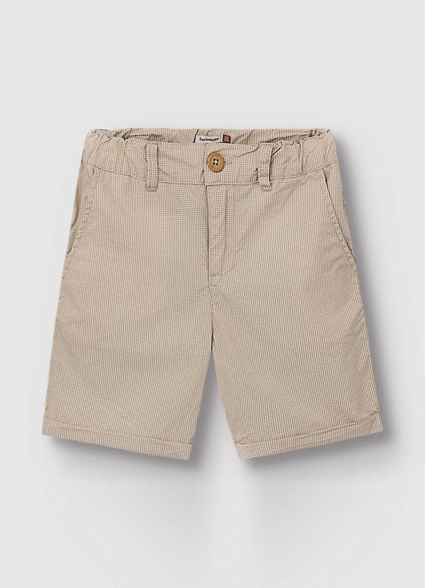 Vista 2 Bermuda Comfort em Tricoline Geométrico Taupe Carinhoso Carinhoso