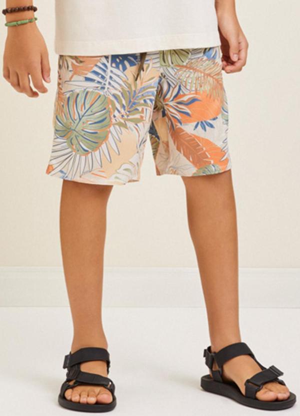 Bermuda de Tactel Floral Multi Colorido