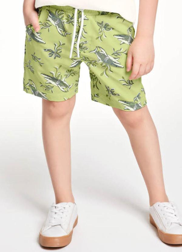 Vista 2 Bermuda Estampada Infantil Masculina Verde Trick Nick Trick Nick