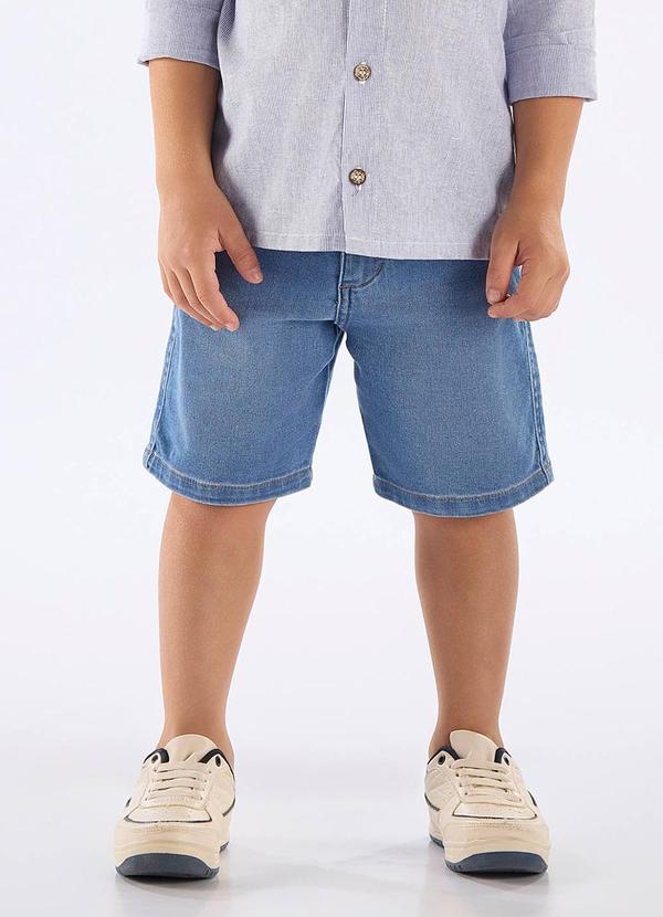 Bermuda Infantil em Jeans e Elastano Azul