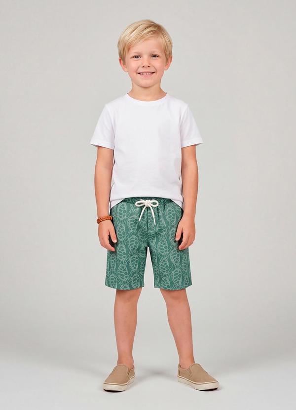 Vista 2 Bermuda Infantil em Microfibra Verde Trick Nick Trick Nick