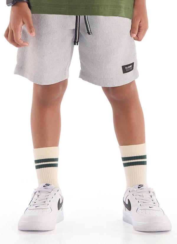 Bermuda Infantil em Tecido Sarjado Quimby Cinza