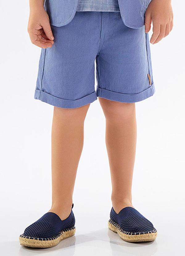 Vista 2 Bermuda Infantil Linho com Elastano Azul Up Baby Up Baby