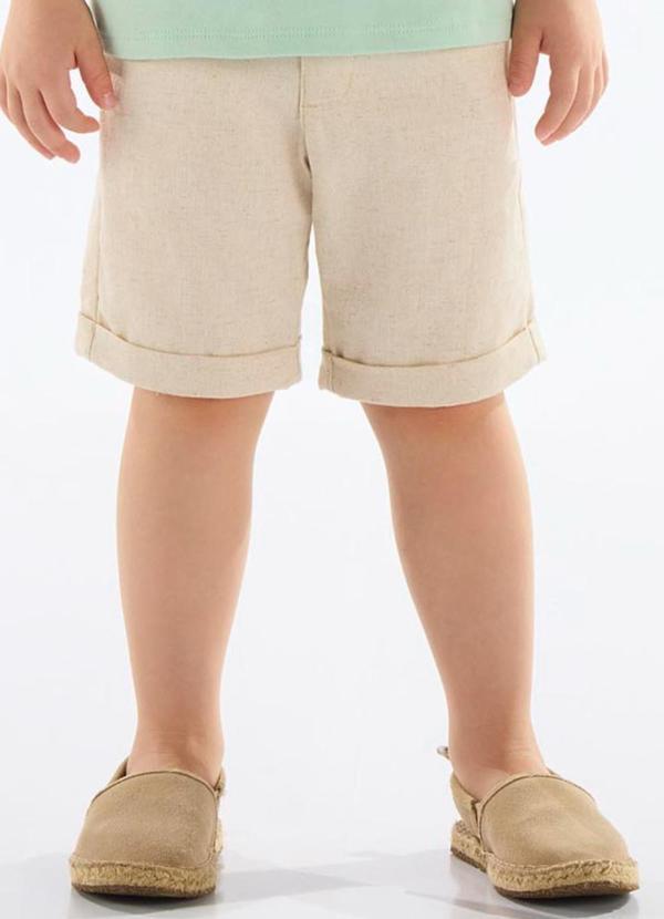 Bermuda Infantil Masculina Linho Bege