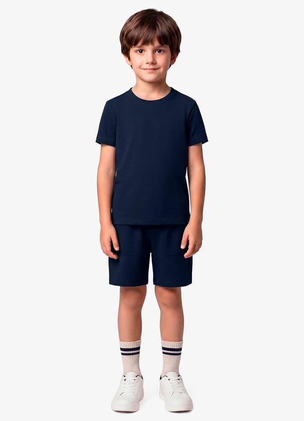 Bermuda Infantil Masculino em Moletinho Azul