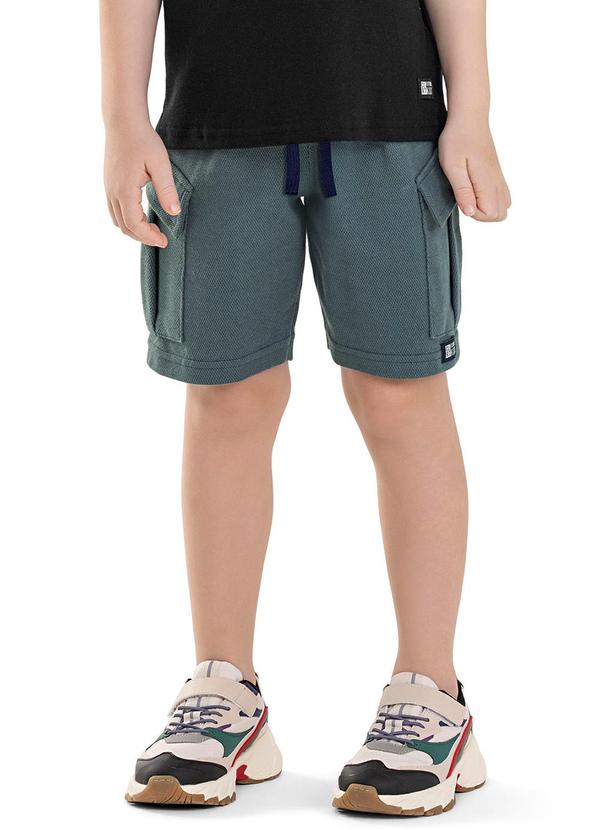 Bermuda Infantil Menino Cargo Textura Azul
