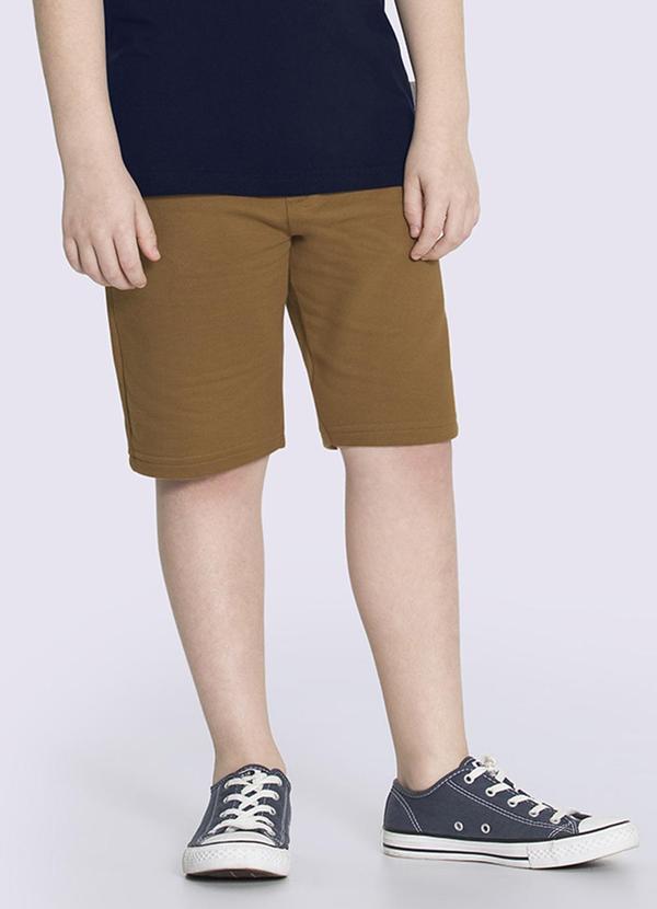 Bermuda Infantil Menino em Moletom Básica Marrom