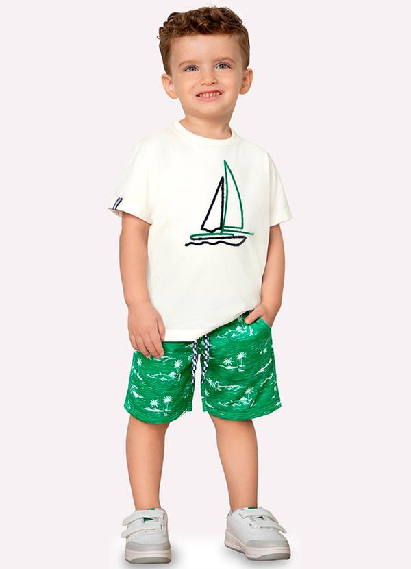 Bermuda Infantil Menino Praia Milon Verde