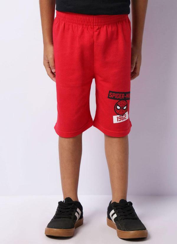 Bermuda Infantil Moletinho Homem Aranha Vermelho