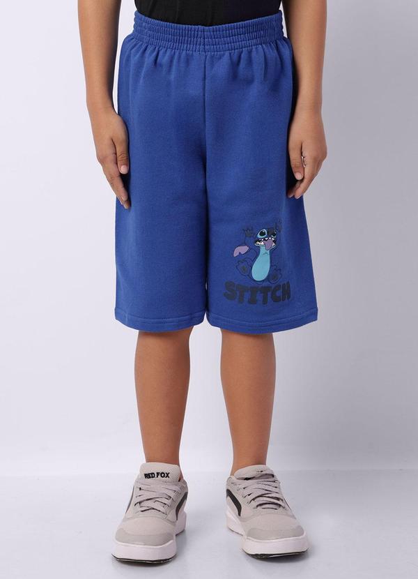 Bermuda Infantil Moletinho Stitch Azul