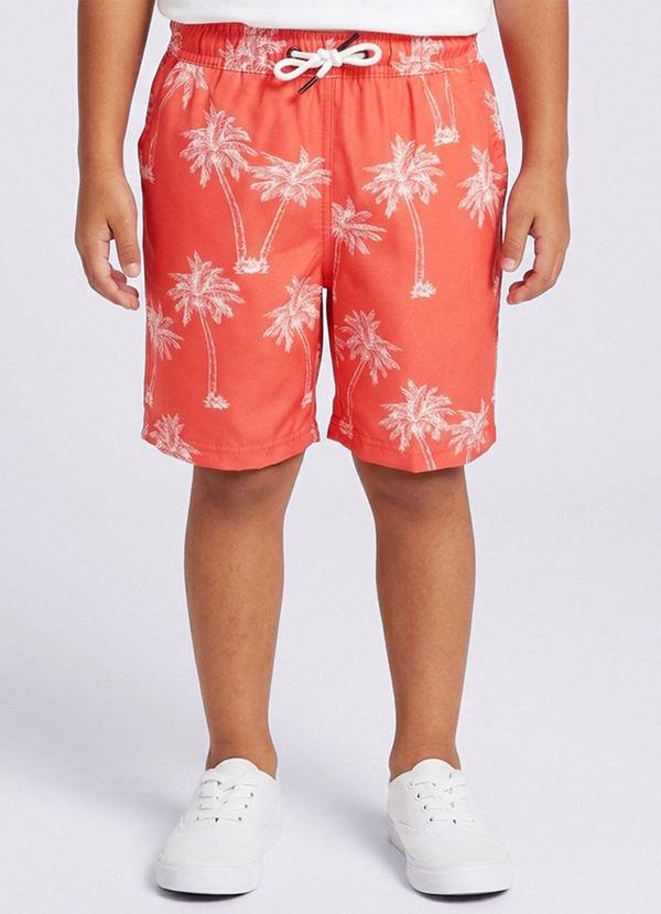 Bermuda Infantil Reta Estampa Tropical Laranja