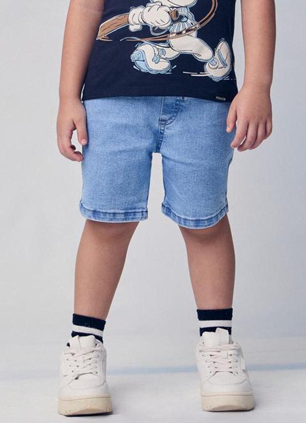 Bermuda Jeans com Cadarço Azul