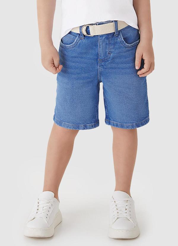 Vista 2 Bermuda Jeans Estonado Azul Carinhoso Carinhoso