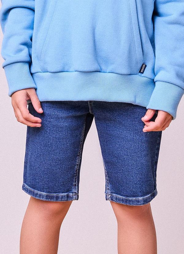 Bermuda Jeans Lavada Azul Escuro Azul
