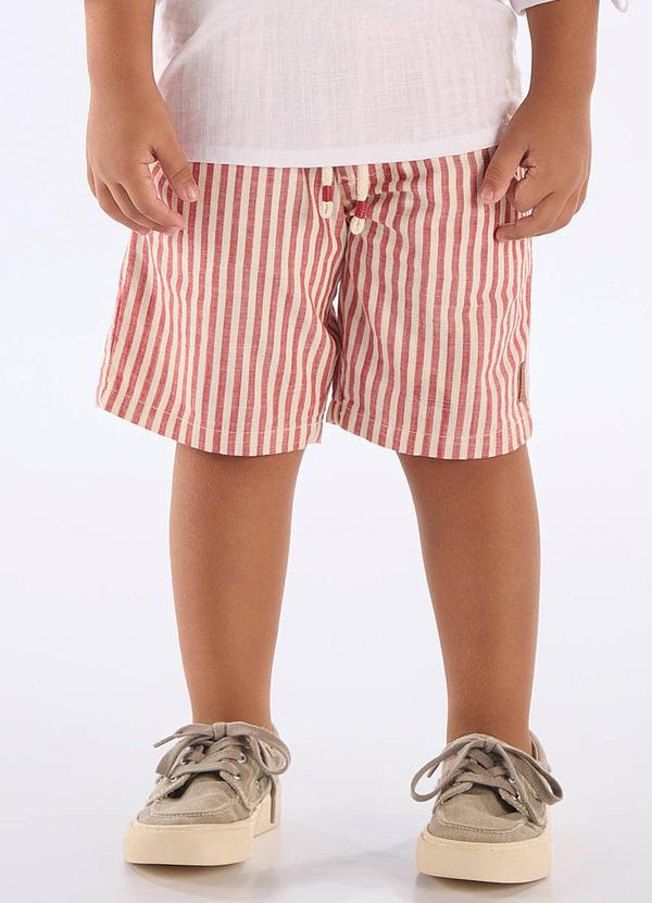 Bermuda Listrada Infantil Vermelho