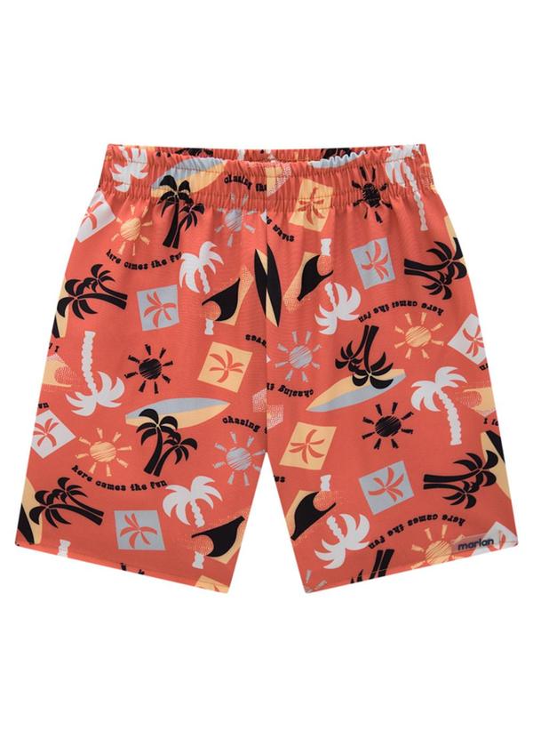 Vista 2 Bermuda Menino Microfibra Little Fruits Marrom Marlan Marlan