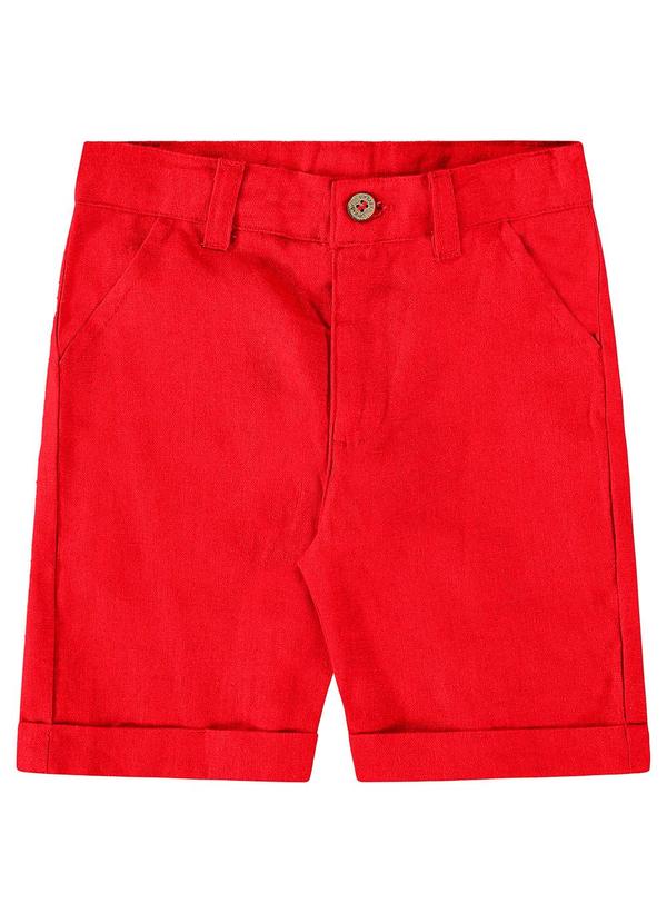 Bermuda para Menino em Linho Vermelho