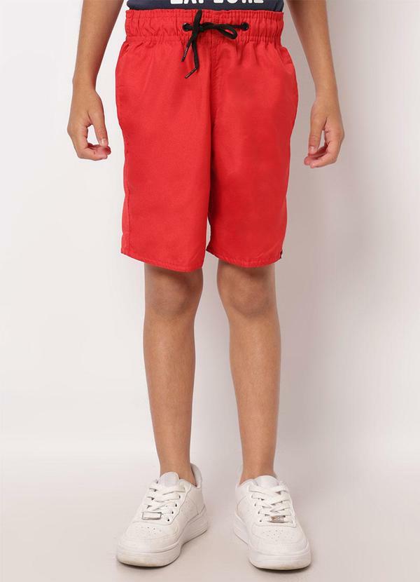 Bermuda Reta Microfibra com Bolsos Vermelho