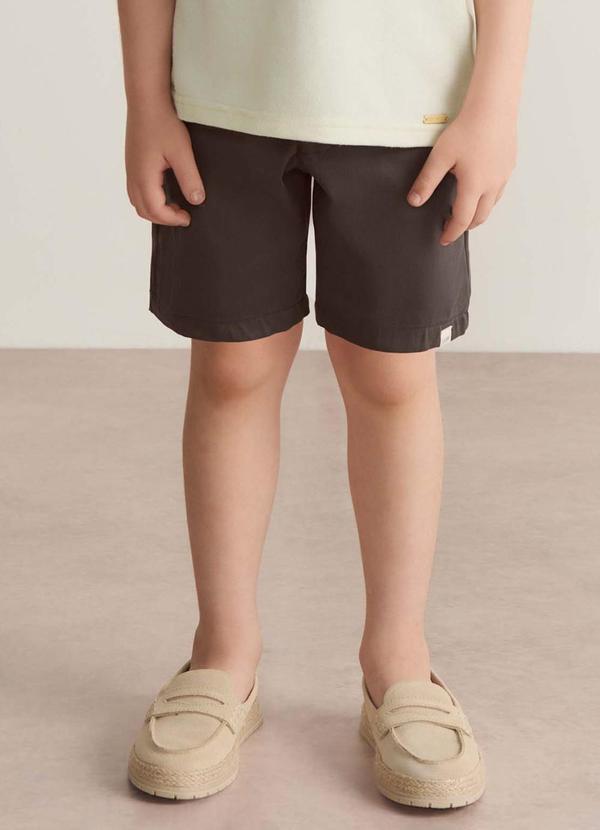 Bermuda Sarja Infantil Menino Bolsos Marrom