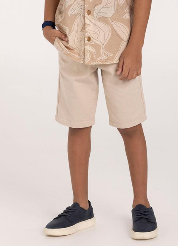 Vista 2 Bermuda Sarja Infantil Menino Reta Chino Bege Alakazoo Alakazoo