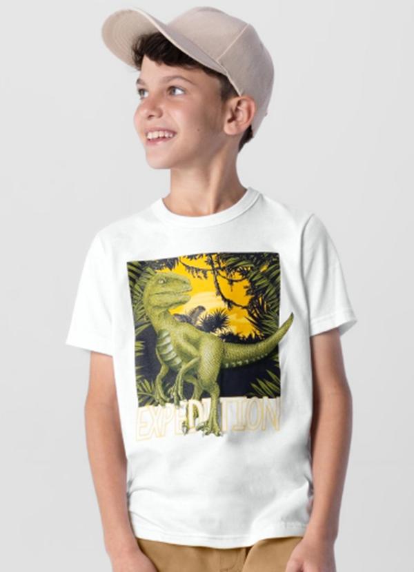 Vista 2 Camiseta Infantil Menino em Malha Branco Brandili Brandili