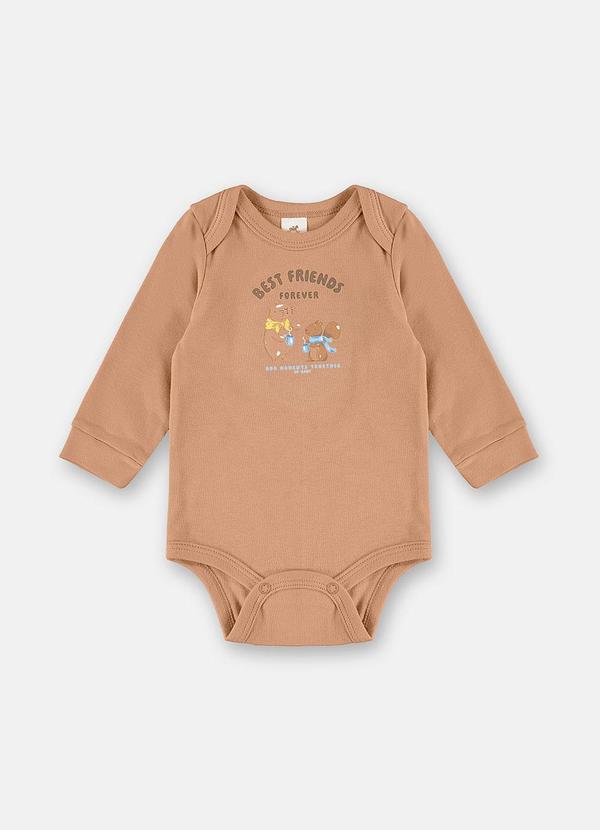 Body Bebê Suedine Estampa Bege