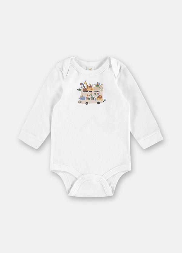 Body Bebê Suedine Estampa Branco