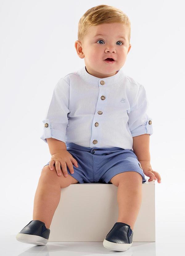 Body Camisa para Bebê Menino Azul