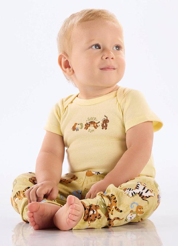 Body em Suedine para Bebê Menino Amarelo