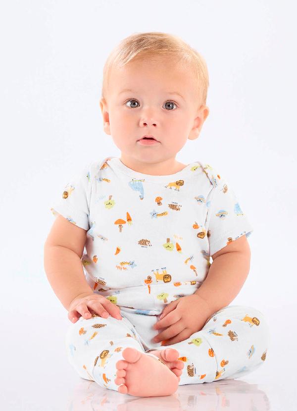 Body para Bebê Menino em Suedine Branco