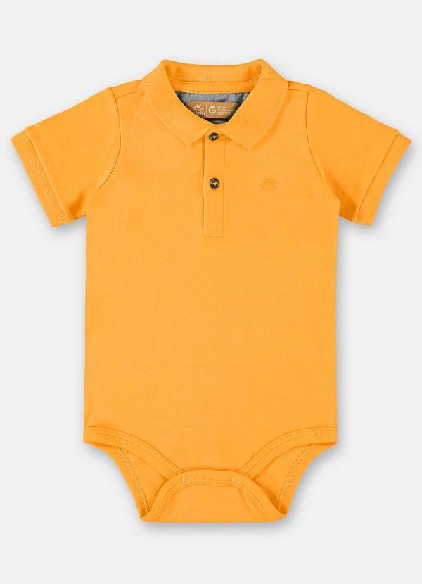Body Polo em Suedine Bebê Menino Laranja