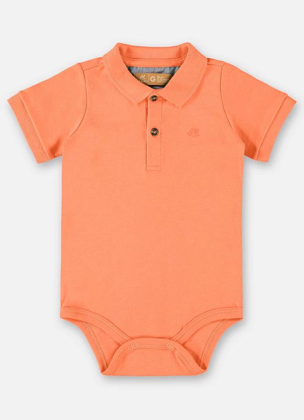 Body Polo em Suedine Bebê Menino Laranja