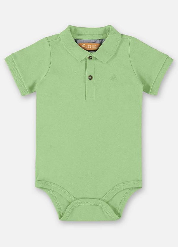 Body Polo em Suedine Bebê Menino Verde
