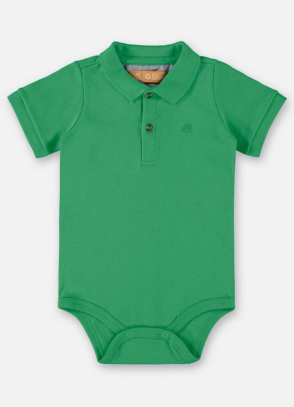 Body Polo em Suedine Bebê Menino Verde