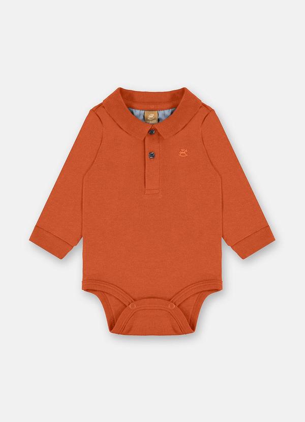 Body Polo Manga Longa Bebê Menino Marrom