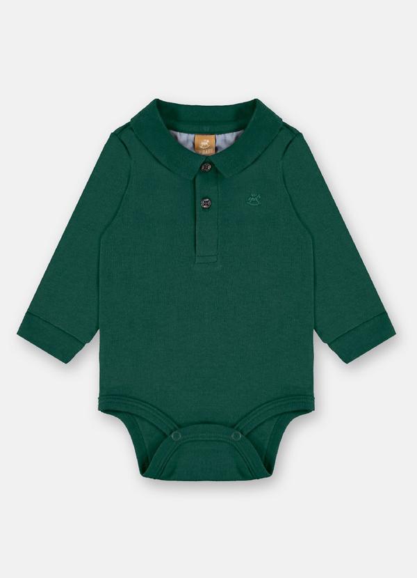 Body Polo Manga Longa Bebê Menino Verde
